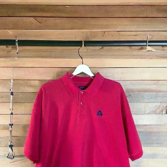 Izod Vintage Monogram Laurel Crest Pink Short Sleeve Polo Shirt Mens XL. - Picture 5 of 6